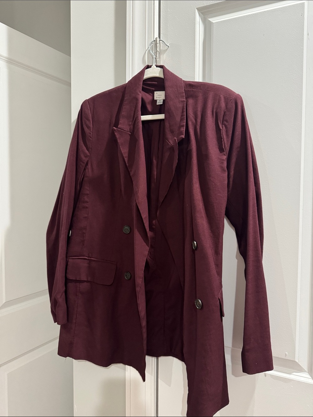 a new day Burgundy Double-Breasted Blazer